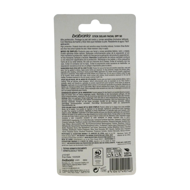 Protector Solar Stick Facial 20 ml Spf 50