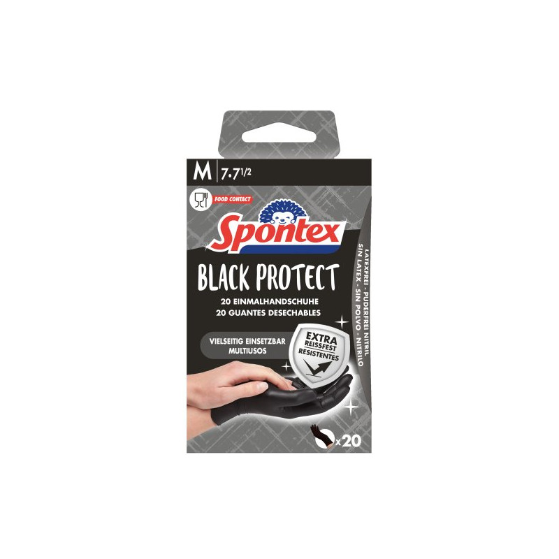 Guante Nitrilo Negro T/7 M (20 Ud.)