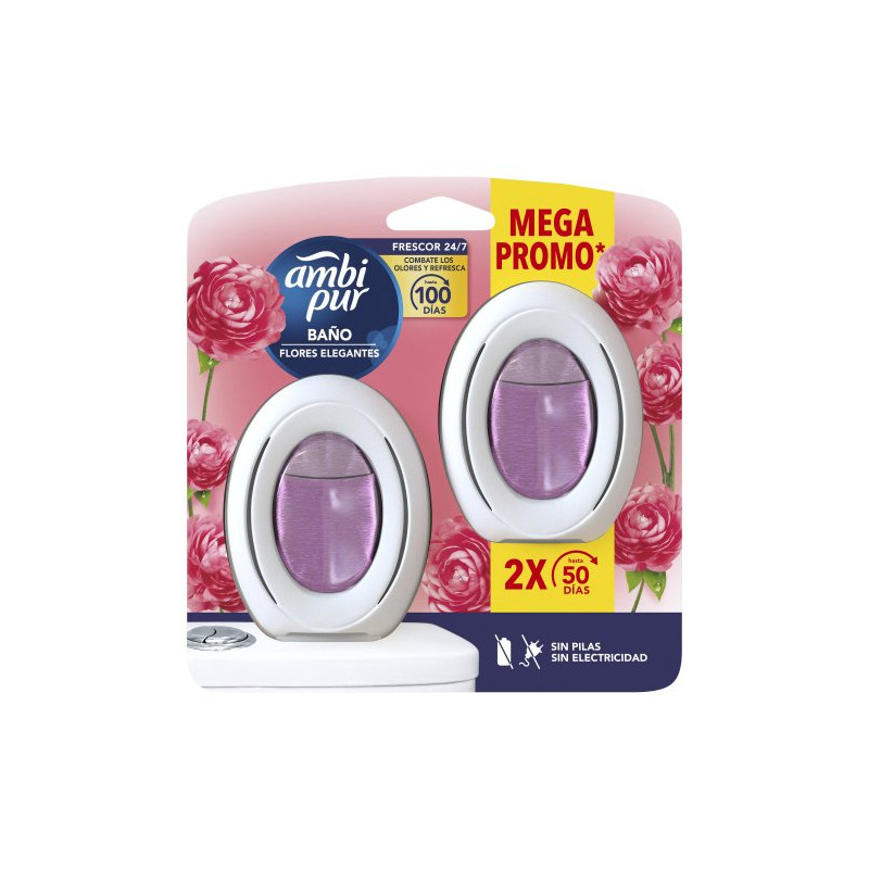 Ambipur Ambientador Baño Flores Elegantes 2x1