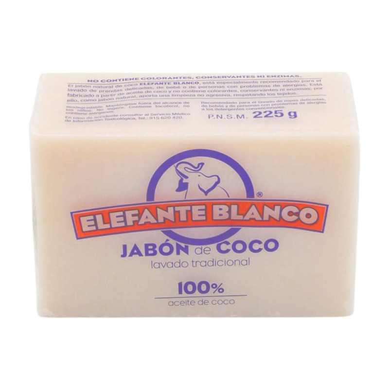 Elefante Blanco Jabón de Coco Neutro 225 Gramos Pastilla