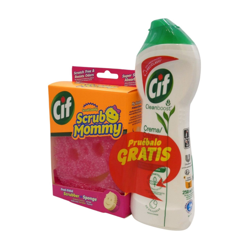 Cif Pack Limpieza (Estropajo Rosa + Cif 250 ml)