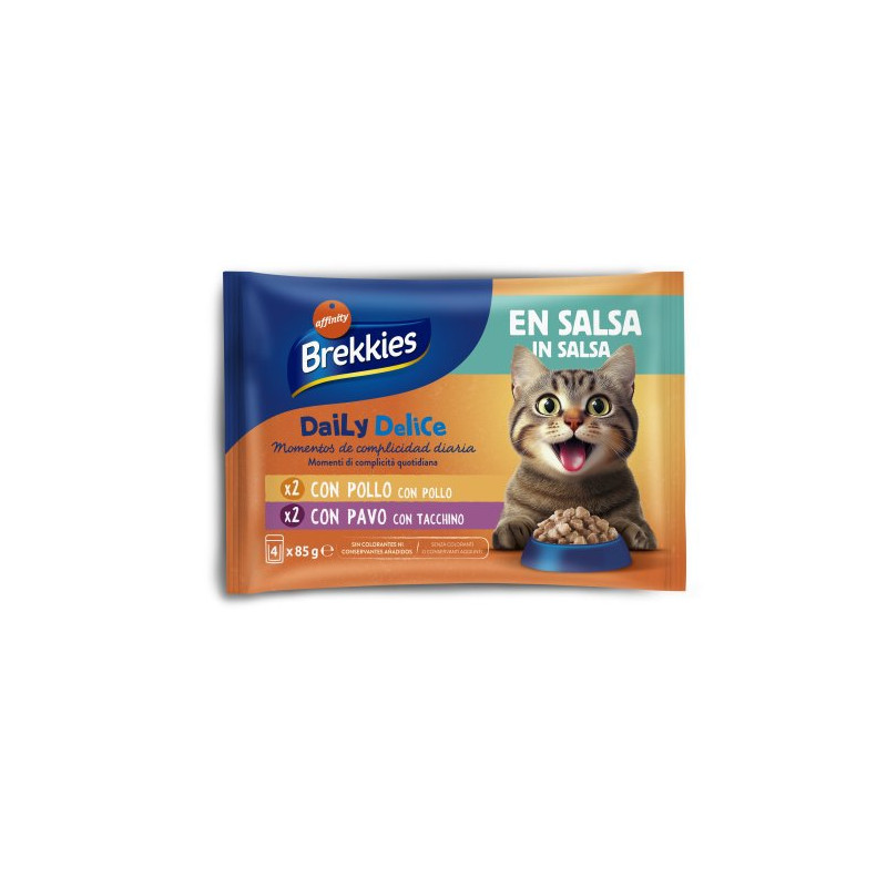 Brekkies Cat Daily Delice Pollo/Pavo 4x85 Gr