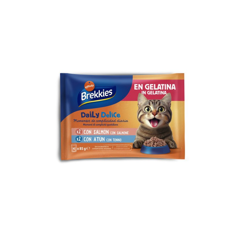 Brekkies Cat Daily Delice Salmón/Atún 4x85 Gr