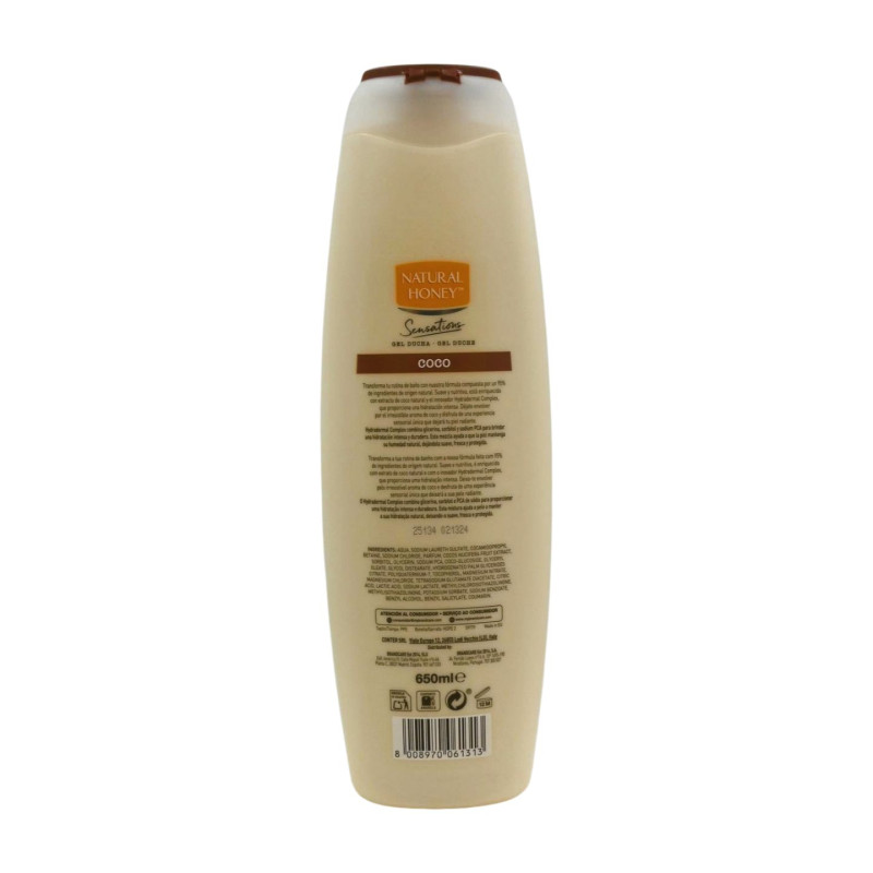 Natural Honey Gel Baño 650 ml Derma Care Sensations Coco