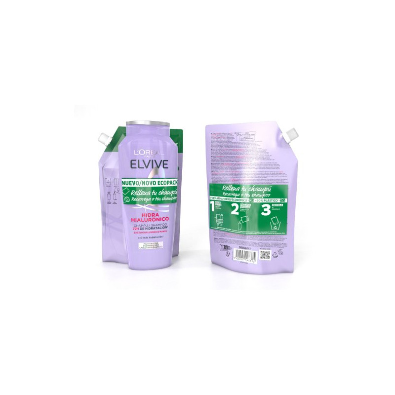 Elvive Pack Hialuronico 72 Horas Champu 400 ml + Recarga Ecopack