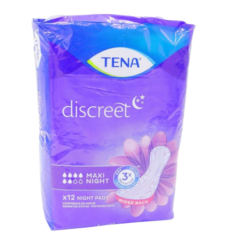Tena Compresas Discreet Maxi Night (12 Ud.) 8 Gotas