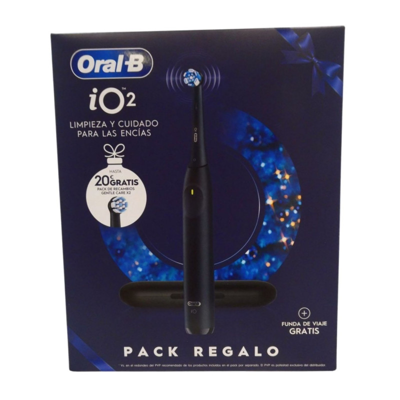 Oral-B Cepillo Dental IO2 Negro + Funda + 2 Recambios