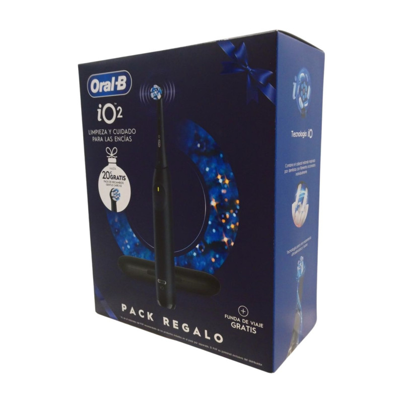 Oral-B Cepillo Dental IO2 Negro + Funda + 2 Recambios