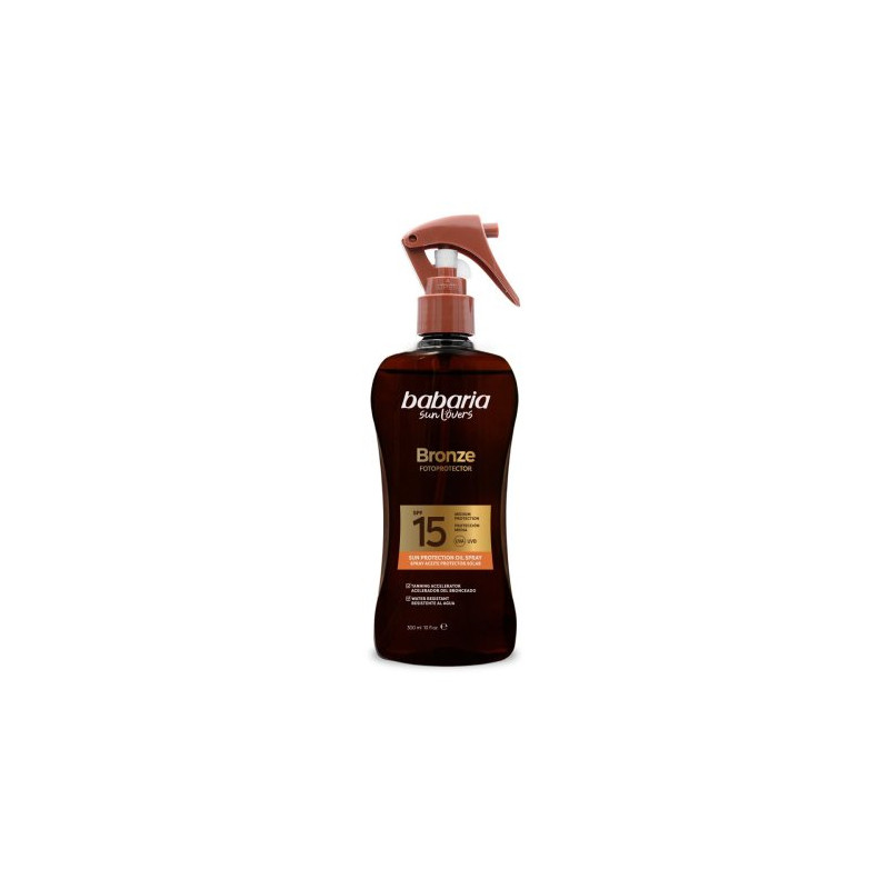 Babaria Aceite Solar Pistola 300 ml Spf15 Bronze Monoi Tahiti 
