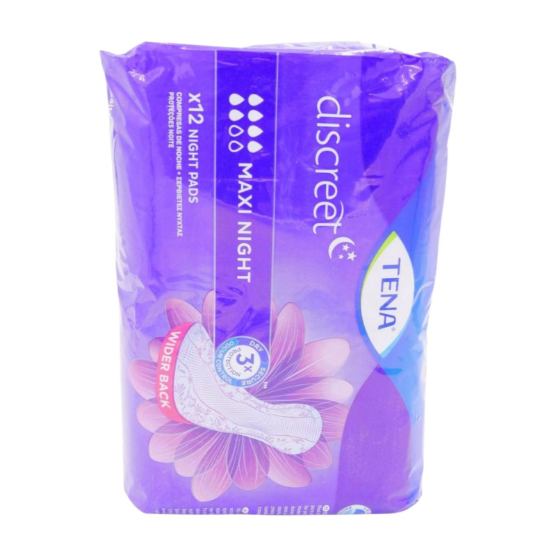 Tena Compresas Discreet Maxi Night (12 Ud.) 8 Gotas