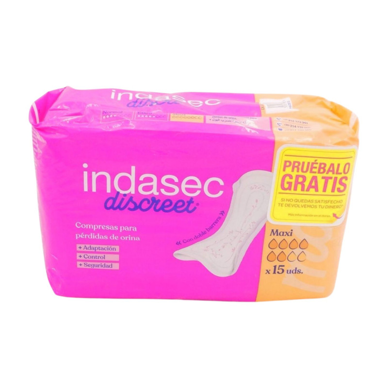 Indasec Compresas Incontinencia Maxi (15 Unidades) 6.5 Gotas