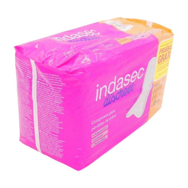 Indasec Compresas Incontinencia Maxi (15 Unidades) 6.5 Gotas