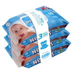Neritos Toallitas Bebe con Tapa 80 Unidades (Pack 3) Aloe Vera