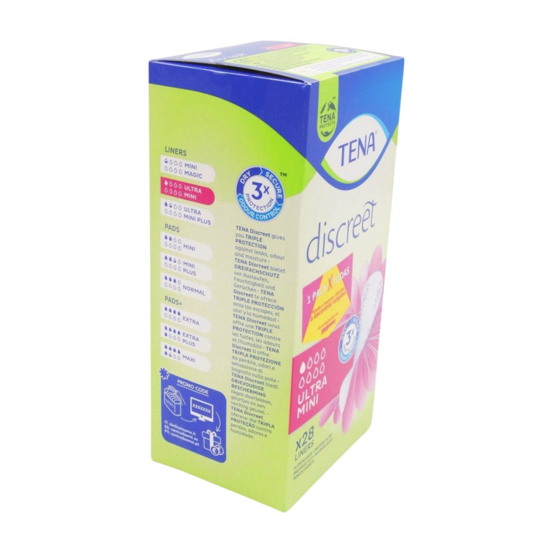 Tena Compresas Discreet Mini (28 Ud.) 1Gota