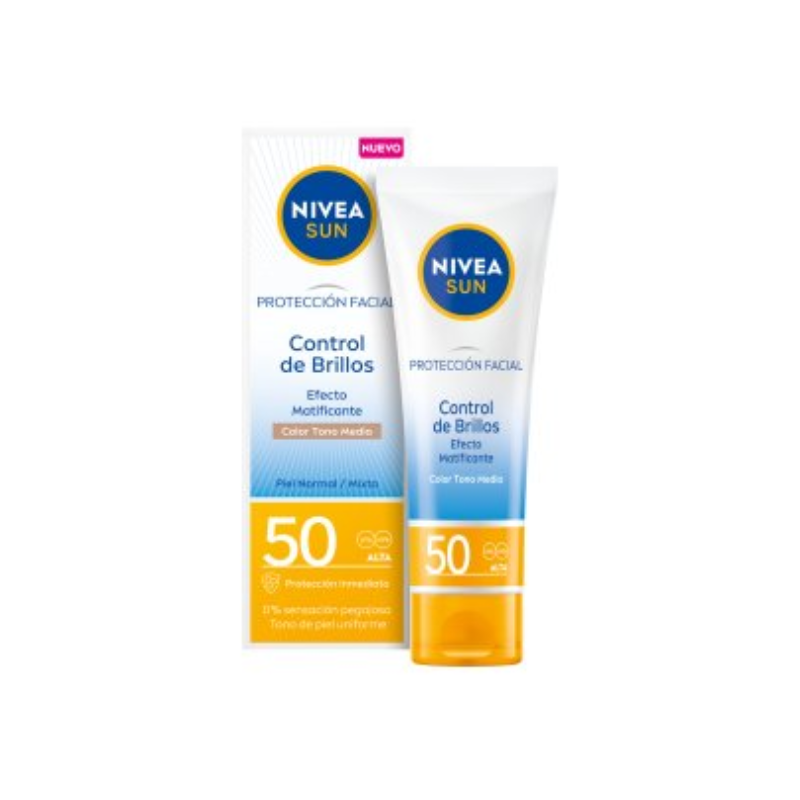 Nivea Sun Solar Facial 50 Ml Spf50 Brillos Con Color