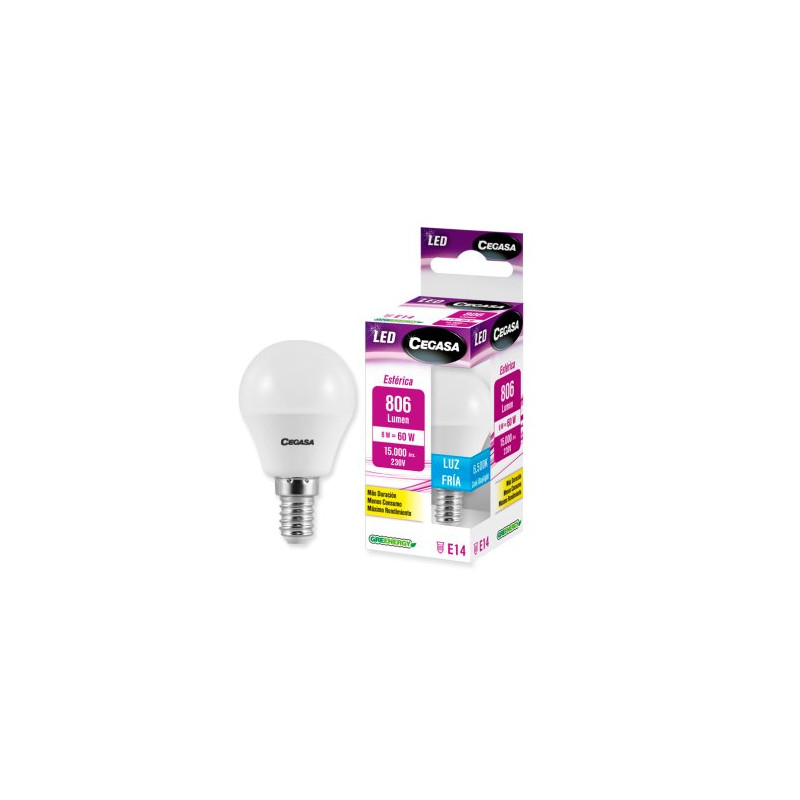 Cegasa Led Esferic 8W E14 Fria (B1)