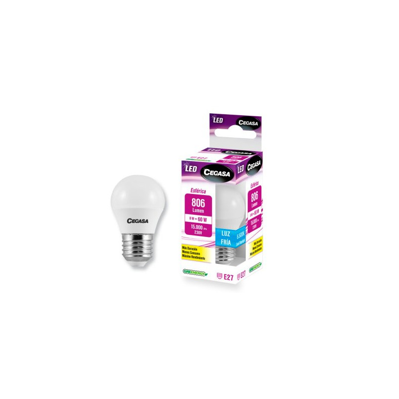 Cegasa Led Esferic 8W E27 Fria (B1)