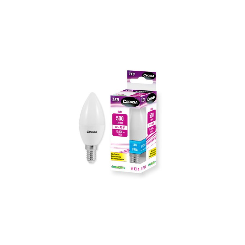 Cegasa Led Vela 6W E14 Fria (B1)  