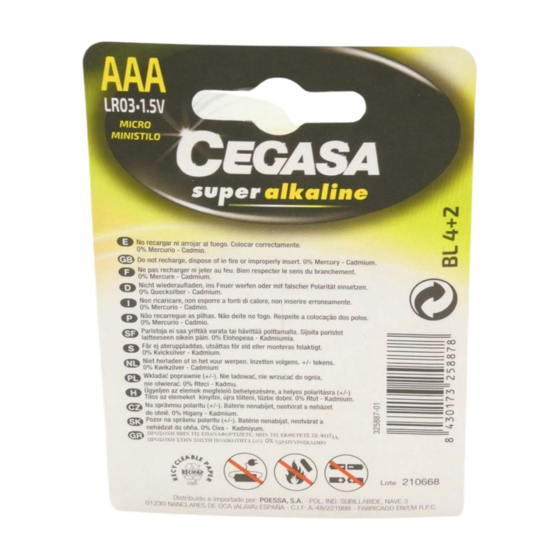 Cegasa Pila Alcalina Lr-03 Aaa (B4) 