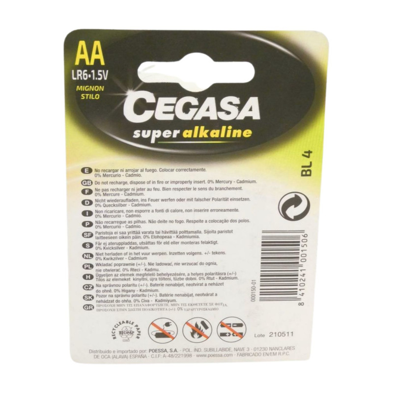 Cegasa Pila Alcalina Lr-6 Aa (B4)   