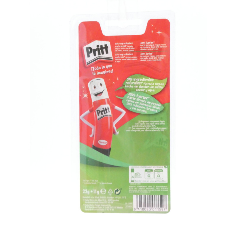 Pritt Pegamento Barra 22 Gr + Barra 11 Gr 
