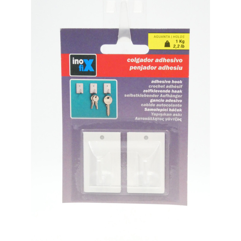 Inofix Colgador Adhesivo Acero Blanco 2 Ud
