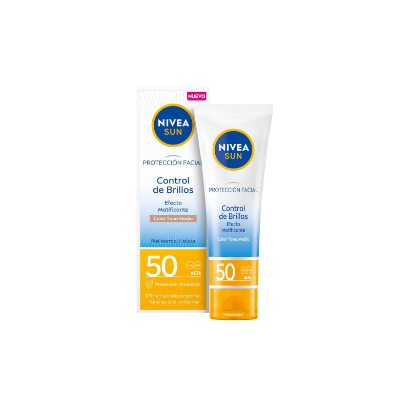 Nivea Sun Solar Facial 50 Ml Spf50 Brillos Con Color