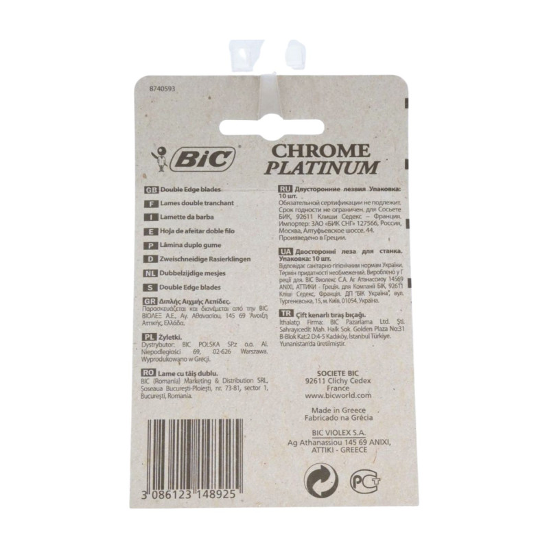 Bic Chrome Platinum Cuchilla Afeitar Clasica