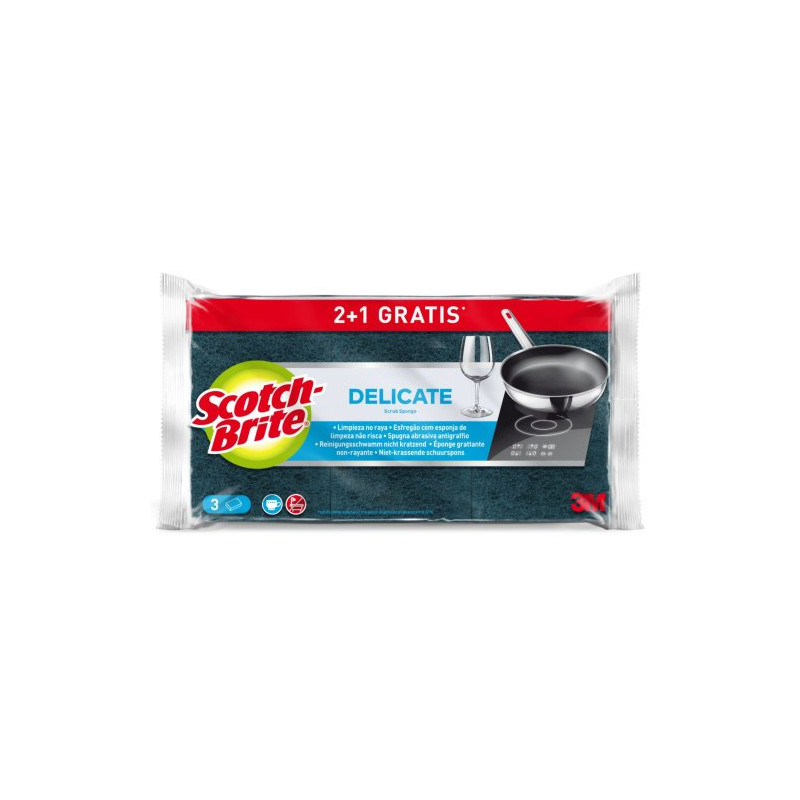 Scotch Brite Estropajo Delicate con Esponja (2 Ud+1 Ud)