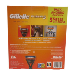 Gillette Fusion Maquina Afeitar + 5 Recambios