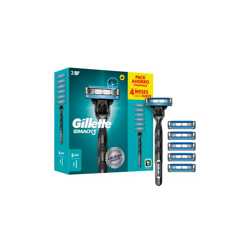 Gillette Mach3 Maquina Afeitar + 6 Recambios