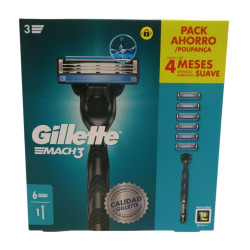 Gillette Mach3 Maquina Afeitar + 6 Recambios