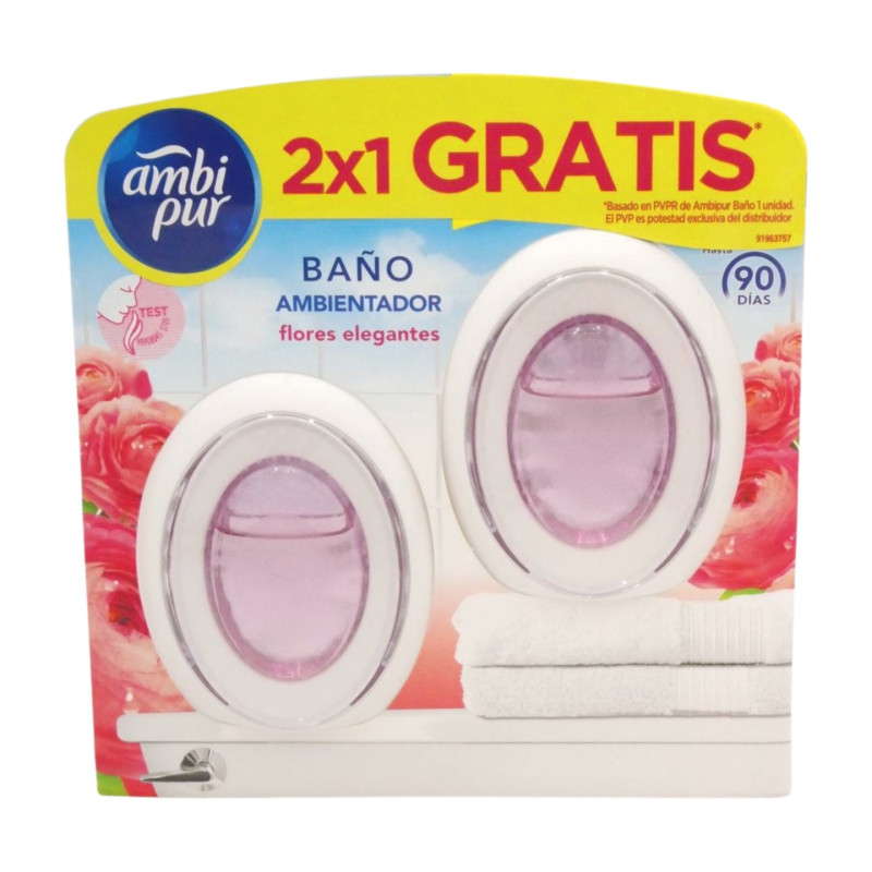 Ambipur Ambientador Baño Flores Elegantes 2x1